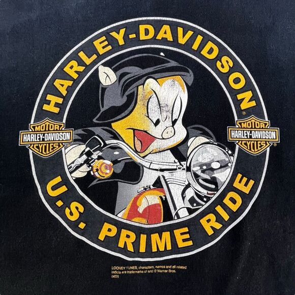 Harley Davidson T-Shirt Men's XL Looney Tunes Porky Pig Wiley Coyote Daytona FL - Picture 2 of 7